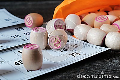 Russian lotto, bingo board game Stock Photo