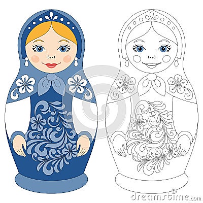 Russian matryoshka doll. Vector Illustration