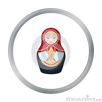 Russian matryoshka icon in cartoon style isolated on white background. Vector Illustration