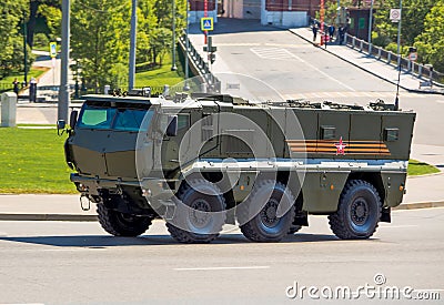 Russian military equipment. Parade in the city. Editorial Stock Photo