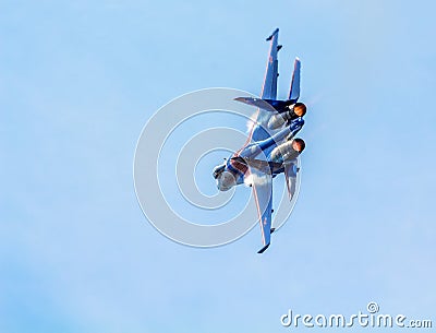 Russian military fighter su-27 from Russian Knights aerobatic team Editorial Stock Photo