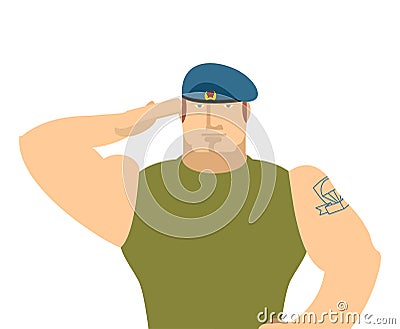 Russian military salute. Russia soldiers . February 23 i Vector Illustration