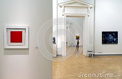 The Russian Museum interior. Hall in picture gallery of geometric abstract art. Editorial Stock Photo