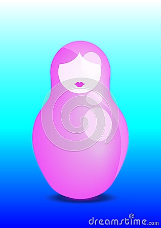 Russian nesting doll pink matrioshka, 3D icon symbol of Russia Vector Illustration