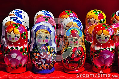 Russian nesting doll, stacking dolls, or Russian doll, A matryoshka dol, Russian traditional toys, babushka, children dolls, Editorial Stock Photo