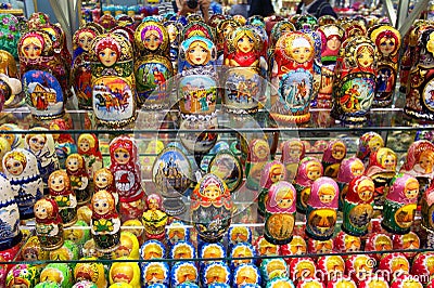 Russian Nesting Dolls, popular souvenirs Stock Photo