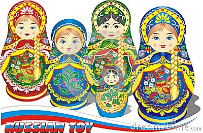 Russian nesting dolls. Cartoon Illustration