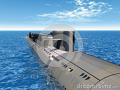 Russian Nuclear Submarine Cartoon Illustration