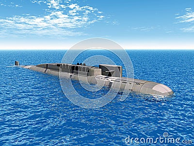 Russian Nuclear Submarine Cartoon Illustration