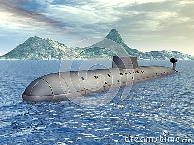 Russian Nuclear Submarine Cartoon Illustration