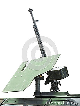 Russian old green anti-aircraft machine gun isolated on white background Stock Photo