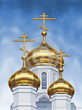 Russian orthodox church cupolas Vector Illustration