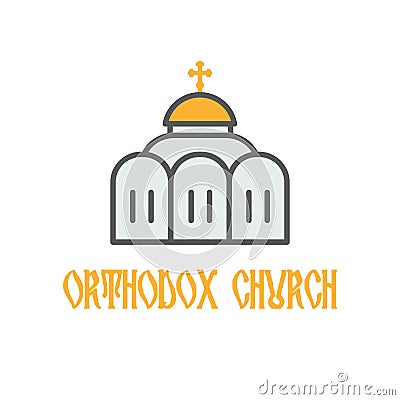 Russian orthodox church dome temple line icon. Flat isolated Christian illustration Vector Illustration