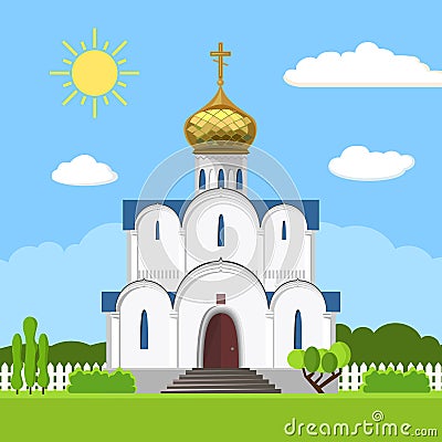 Russian orthodox church icon isolated on white background Vector Illustration