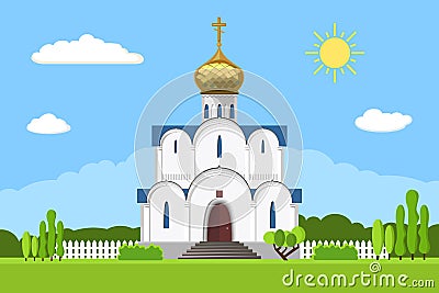 Russian orthodox church icon on white background Vector Illustration