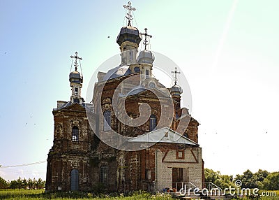 Russian orthodox Church of the Intercession under reconstruction in Pokrovo-Gagarino village of Ryazan oblast, Russia. Stock Photo