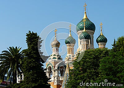 Russian Orthodox Church in Nice, France. Stock Photo