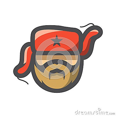 Russian Partisan Head Vector icon Cartoon illustration Vector Illustration