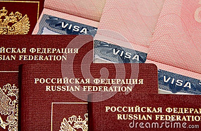 Russian passport Visas v3 Stock Photo