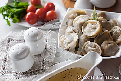 Russian pelmeni Stock Photo