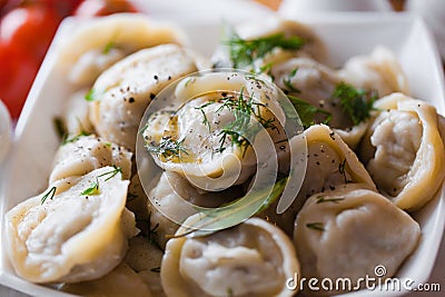 Russian pelmeni Stock Photo