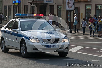 Russian police car emergency Editorial Stock Photo