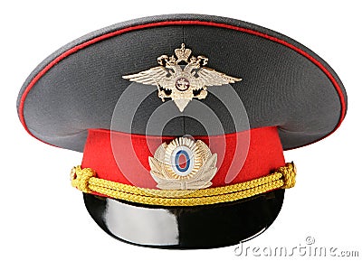 Russian Police Officer Hat Stock Photo