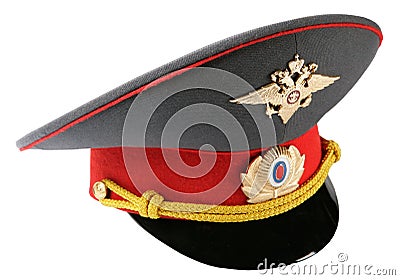Russian Police Officer Hat Stock Photo