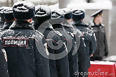 Russian police at winter street Editorial Stock Photo