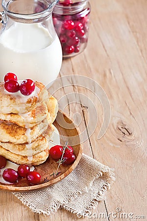 Russian quark pancakes background Stock Photo