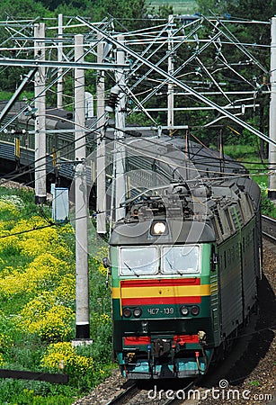 Russian railway. The passenger train Editorial Stock Photo