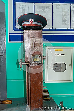 Russian Railways. Equipment in the dispatcher`s room in the old train station. Tver region, Russia. Editorial Stock Photo