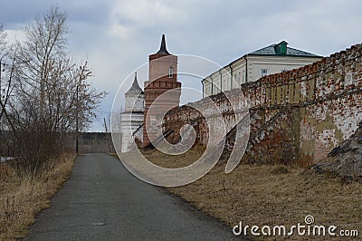 Russian road Russian village happiness silence peace peace Church field green Stock Photo