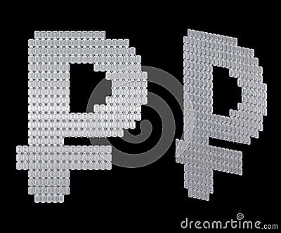 Russian rouble symbol assembled of diamonds Stock Photo