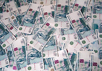 Russian Roubles Background Stock Photo