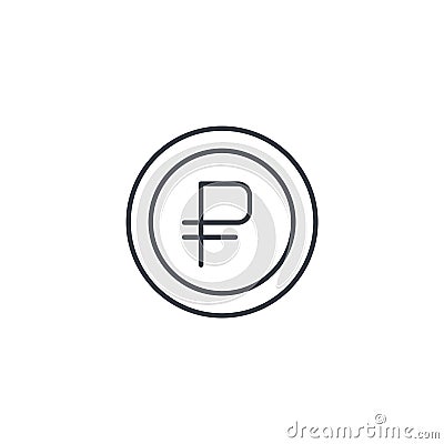 Russian ruble coin, money, finance, currency thin line icon. Linear vector symbol Vector Illustration