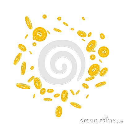 Russian ruble coins falling. Scattered disorderly Vector Illustration