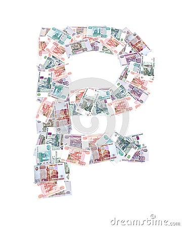Russian ruble currency symbol Cartoon Illustration