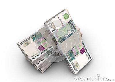 Russian Ruble Notes Pile Stock Photo