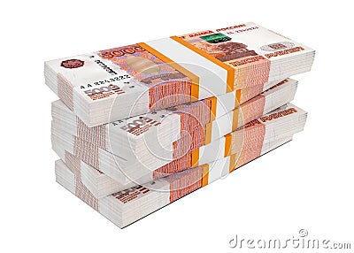 Russian rubles bills packs on stack Cartoon Illustration