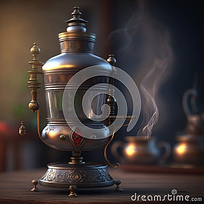 Russian Samovar: A Traditional Heating Tool for Tea Stock Photo