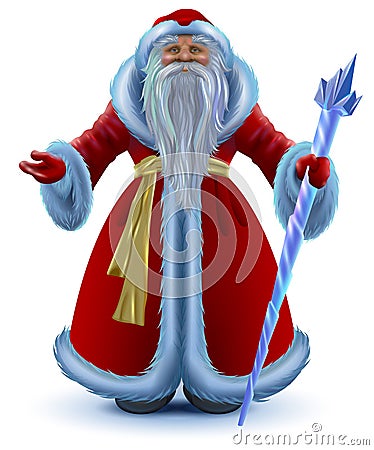 Russian Santa Claus vector cartoon isolated on white Vector Illustration