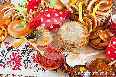 Russian Shrovetide meal Stock Photo