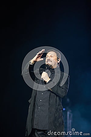 Russian singer Stas Mihailov sings on stage. Editorial Stock Photo