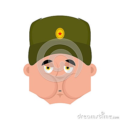 Russian soldier Sick Nausea emoji. Warrior Nauseating. Sad Milit Vector Illustration