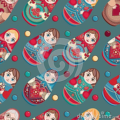 Russian souvenir. Matryoshka - babushka doll. Vector Illustration