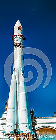 Russian space rocket Vostok at launching platform Editorial Stock Photo