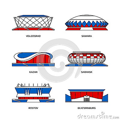 Russian sport stadiums Vector Illustration