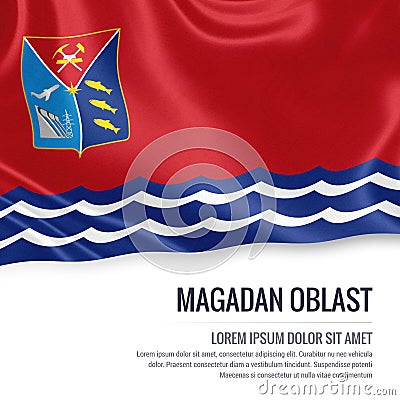 Russian state Magadan Oblast flag. Cartoon Illustration