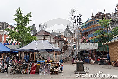 Russian street in the Dalian, China Editorial Stock Photo